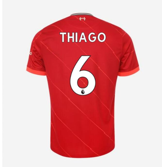 2021/22 Liverpool Home Kit Soccer Jersey with THIAGO 6 printing